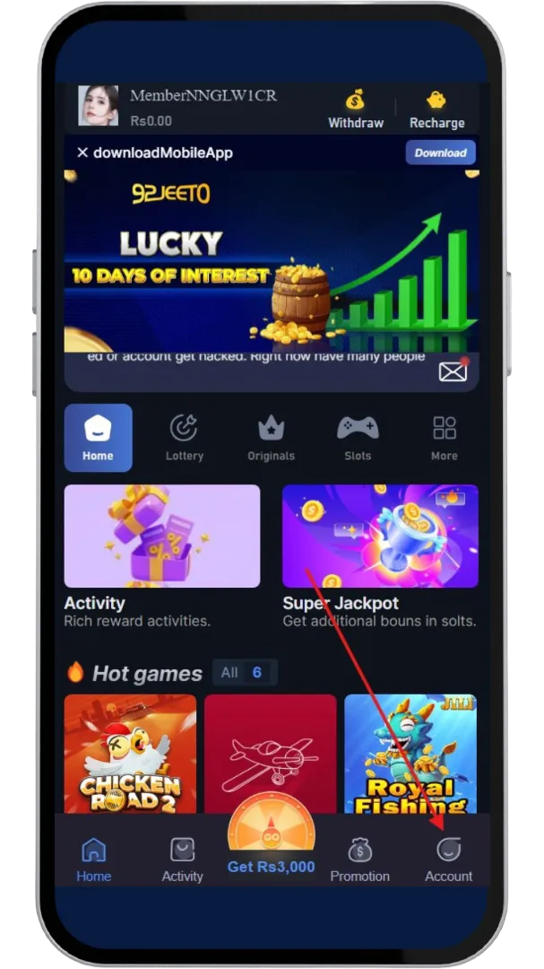 Go to the Account page